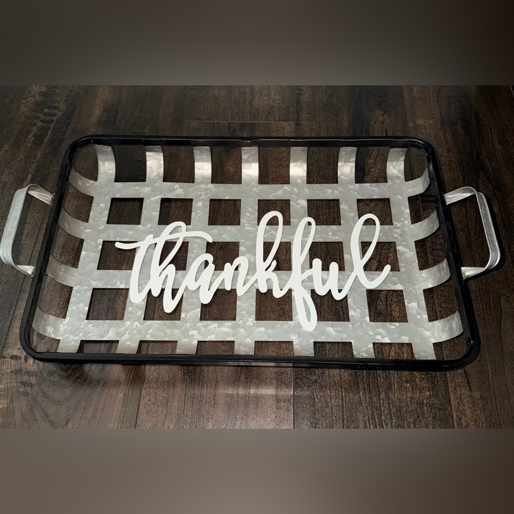 Thankful Metal Decorative Basket